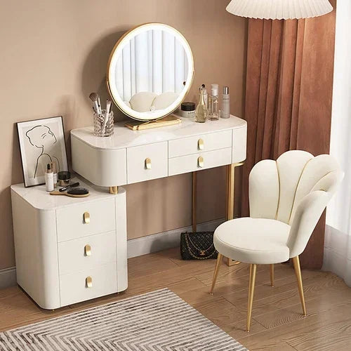 Storage Luxury Dressing Table White Makeup Mirror Chair Dressing Table European Luxury Penteadeira De Maquiagem Furniture Makeup