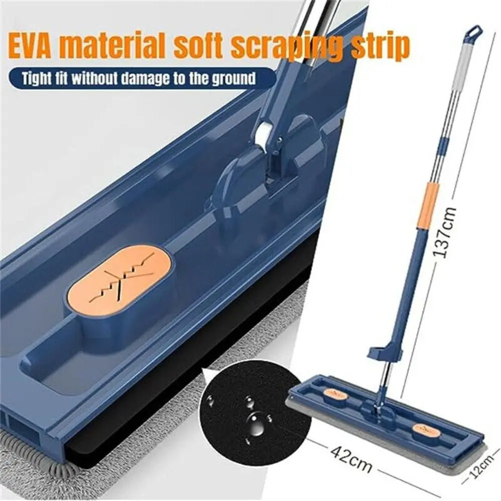 Stainless Steel Large Flat Mop Without Hand Washing Fine Fiber Cleaning Floors Tiles Tools Wet and Dry Use