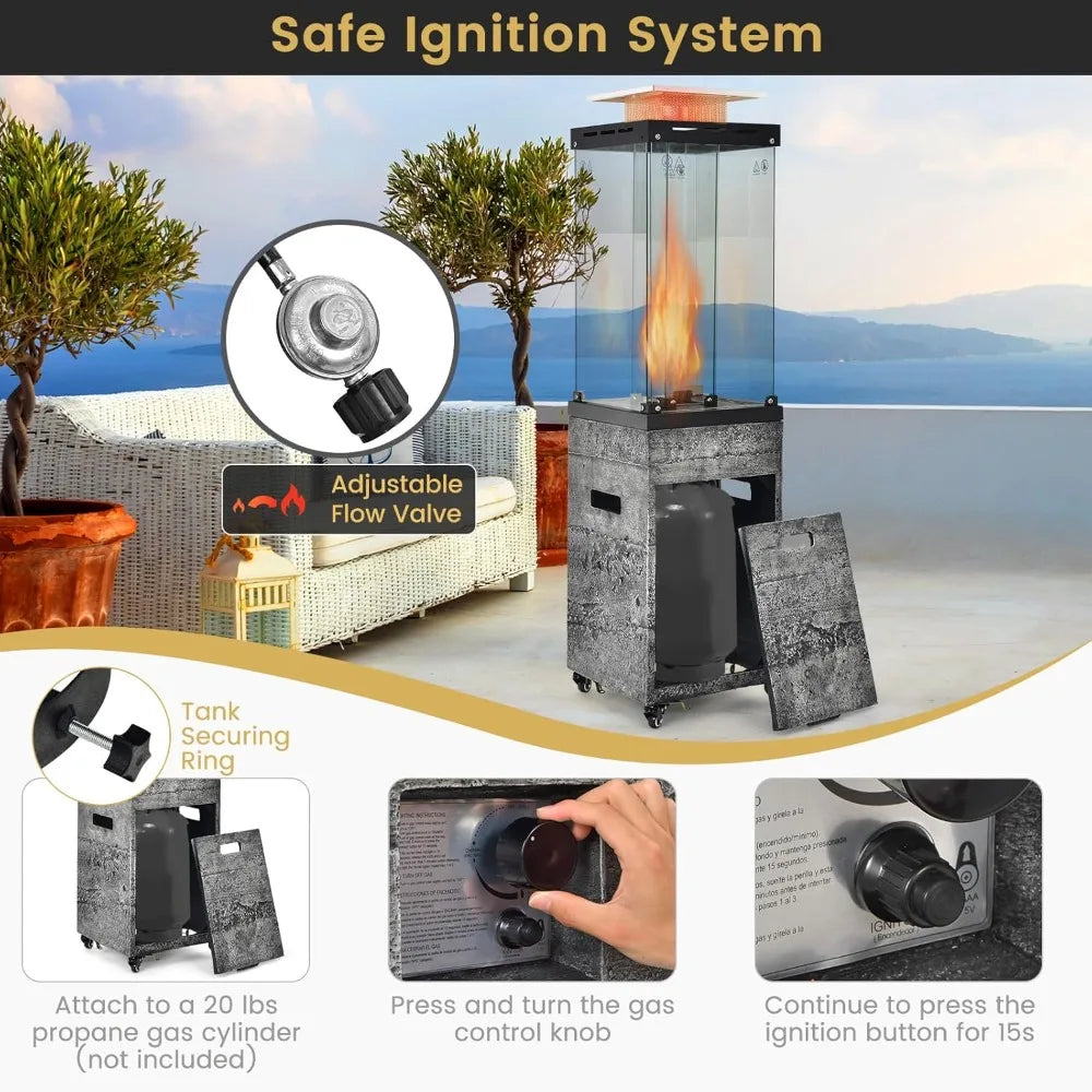 41,000 BTU Outdoor Heaters for Patio - Propane Patio Heater, Outside Space Heater with Protective Cover, Wheels & Adjustable