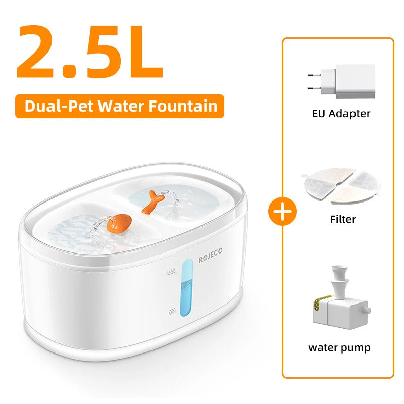 Automatic Cat Water Fountain Dual Bowls Pets Water Dispenser Wireless Drinker for Dogs Multiple Pets Drinking Accessories