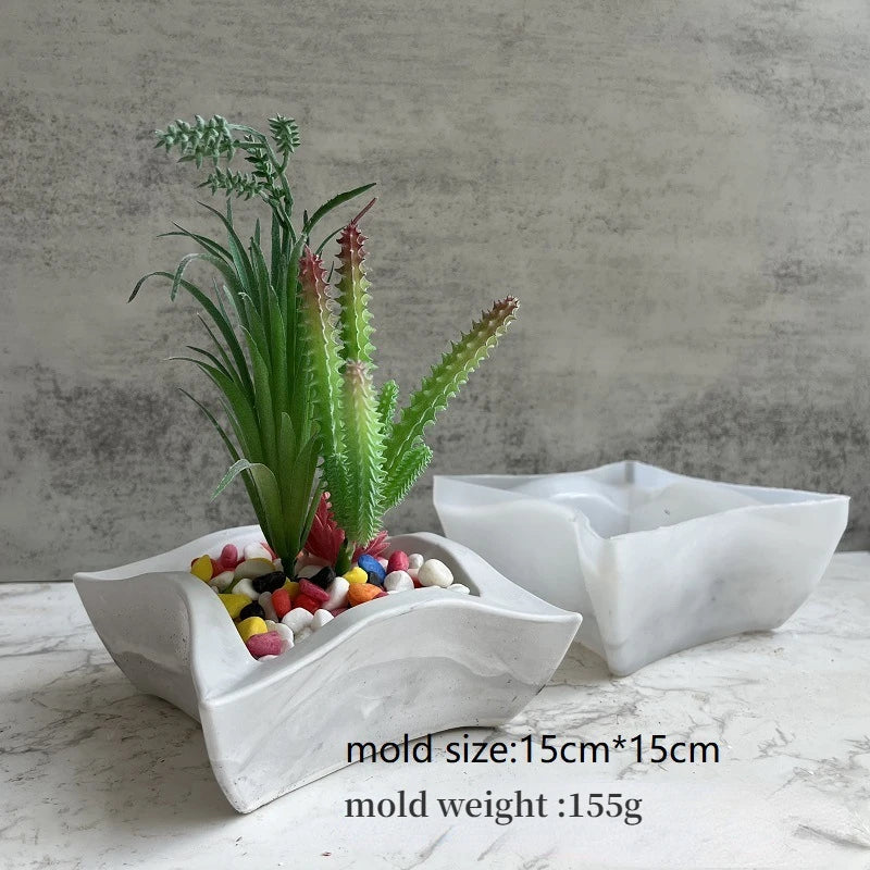 Square Flower Pot Silicone Mold Gypsum Concrete Mould for Potted Plants Handmade DIY Flowerpot Storage Box Concrete Clay Mold