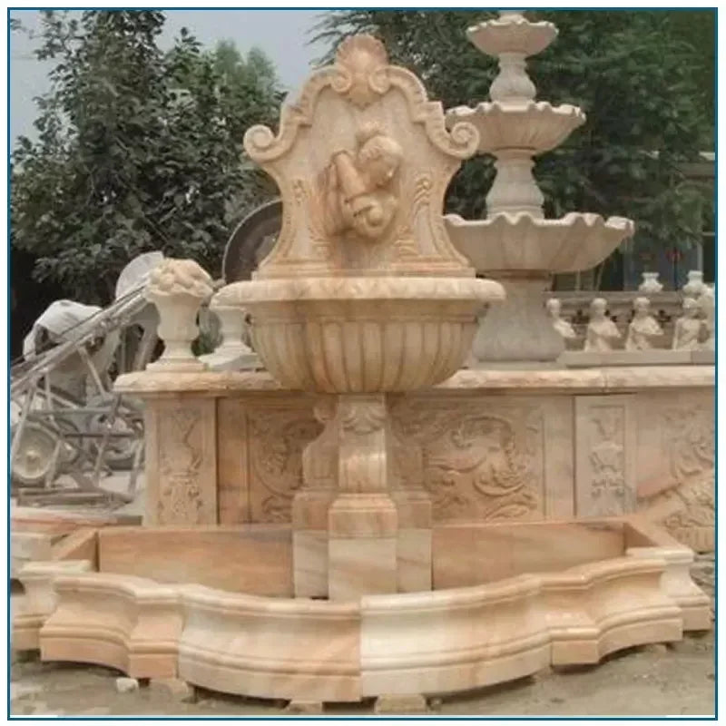 Garden Stone Craft Waterfall Fountain Antique Marble Stone Wall Water Fountain