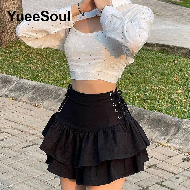 Gothic Mini Skirts 2024 New Harajuku Punk Goth Dark Grunge Y2K High Waist Women Skirts 2000s High Street Women's Skirt