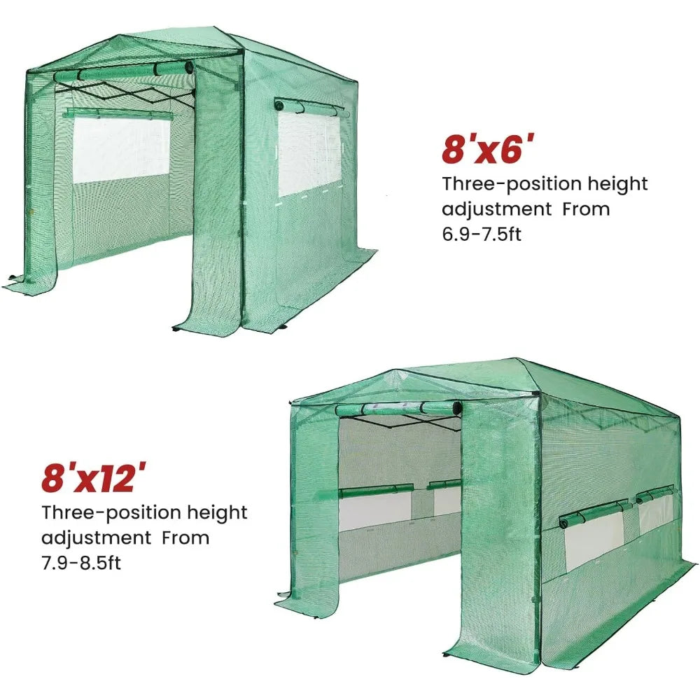 Greenhouse Garden 8'x12' Portable Greenhouse Pop-up Greenhouse Indoor Outdoor Plant Gardening Canopy Green Buildings Supplies