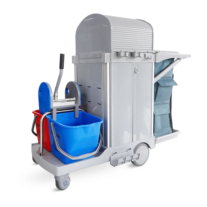 Wholesale Restaurant Service Multifunction Hotel Plastic Housekeeping Serving Folding Cleaning Trolley Janitorial Cart