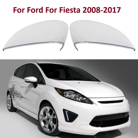 Left/Right White Rearview Side View Mirror Replacement Cover Caps Case Shell For Ford For Fiesta 2008-2017 Car Accessories