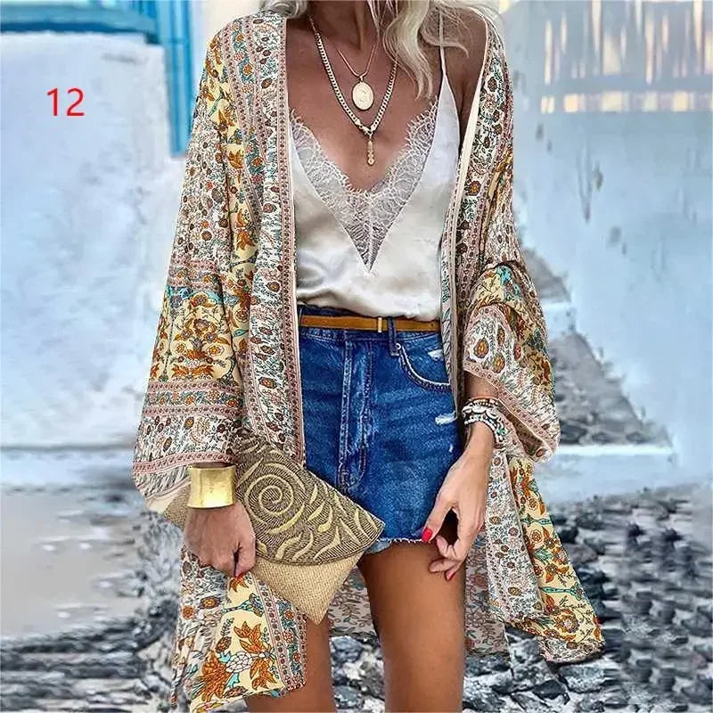 Bikini Cover Up Cardigan Swimsuit Woman Beach Cover Up Swimwear Women Long Sleeved Kimonos Beachwear