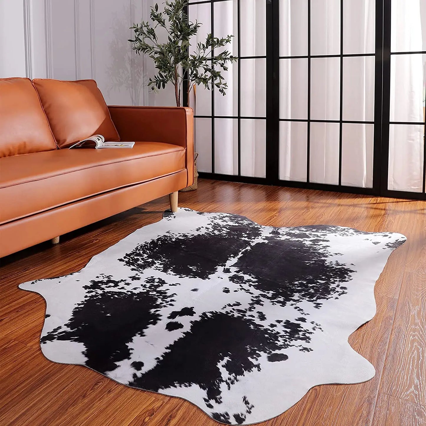 Imitation Cow Leather Area Rug Room Decor Carpet Industrial Style Carpets for Living Room Modern Rugs for Bedroom Floor Mats