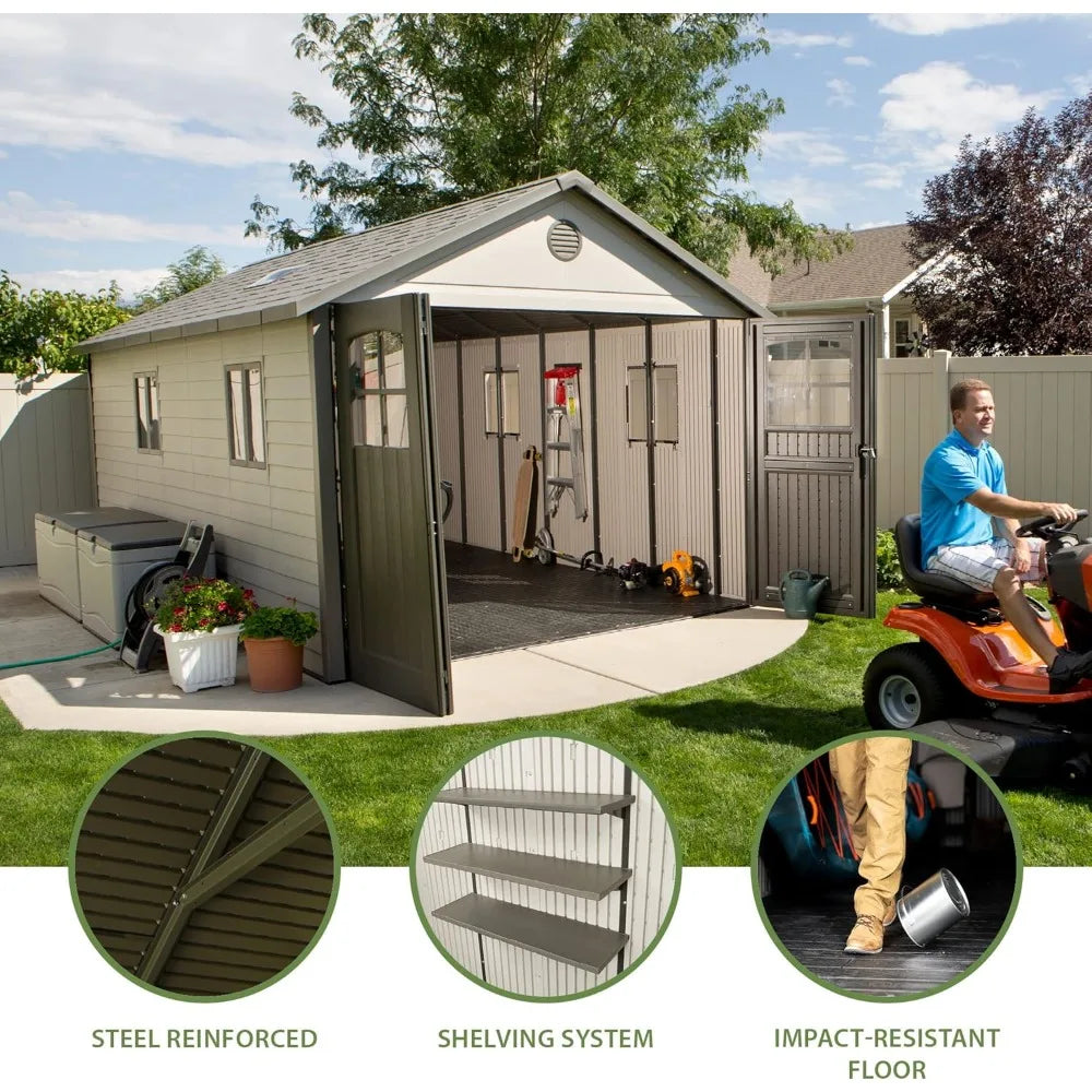 Storage,60236 11' X 18.5' Outdoor Storage Shed,UV Protected To Prevent Weather Damage Attractive Appearance and Design