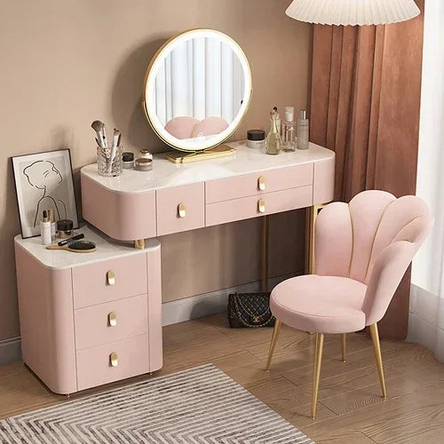 Storage Luxury Dressing Table White Makeup Mirror Chair Dressing Table European Luxury Penteadeira De Maquiagem Furniture Makeup