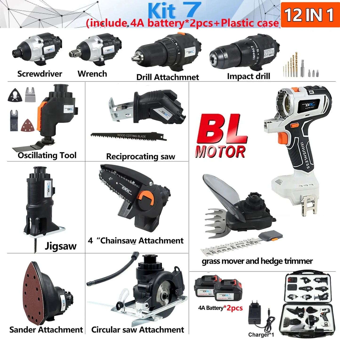 12-in-1 combo kit Cordless Brushless Recip Saw Jig saw Circular Saw Chainsaw Oscillating Tool Screw Driver For makita Battery