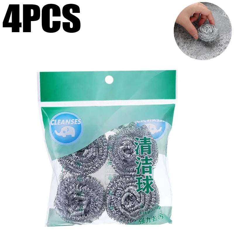 Steel Wire Cleaning Ball Brushes Household Cleaning Products Dishwashing Sponges with Wire Kitchen Tools Remove Rust and Burnt