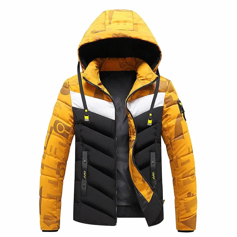 Parkas Men Coat Outwear Thick Warm Parkas Jacket Coat Men Casual Windbreaker Patchwork Hooded Parkas Jacket Men