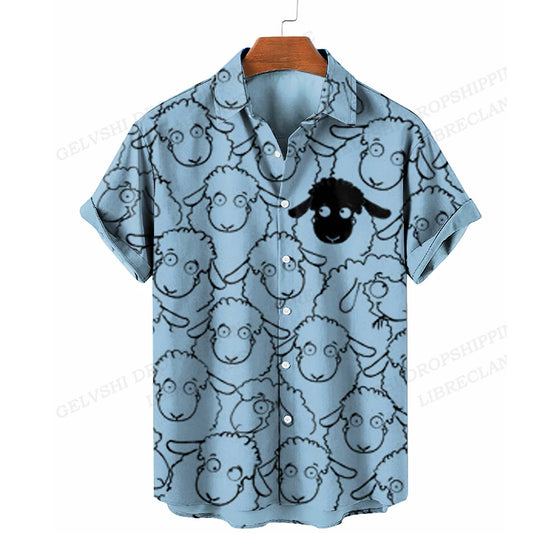 Summer Hawaiian Shirts Shape 3D Printed Shirts Men Women Fashion Shirt Beach Blouse Men's Vocation Blouses Animal Clothing Cat