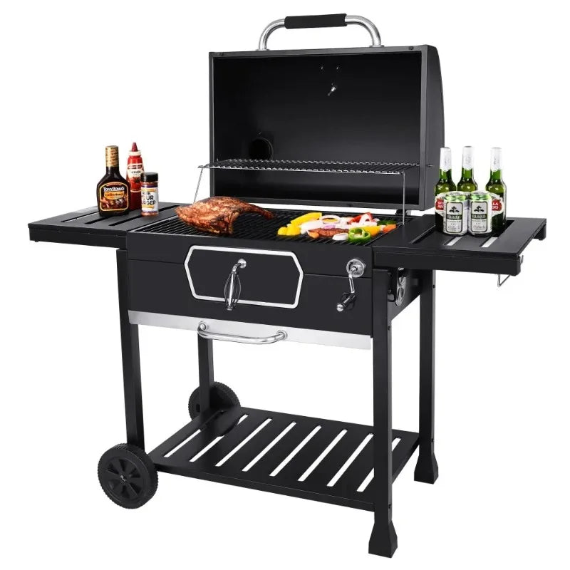 Royal Gourmet  30-Inch Charcoal Grill, Deluxe BBQ Smoker Picnic Camping Patio Backyard Cooking, Black, Large