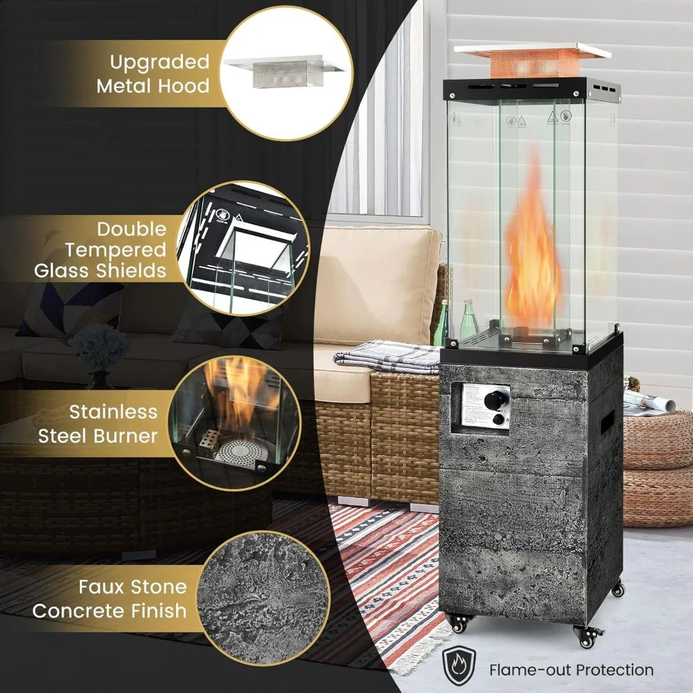 41,000 BTU Outdoor Heaters for Patio - Propane Patio Heater, Outside Space Heater with Protective Cover, Wheels & Adjustable