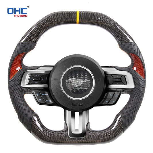 100% Genuine Carbon Fiber Steering Wheel Compatible for Ford Mustang 2019+
