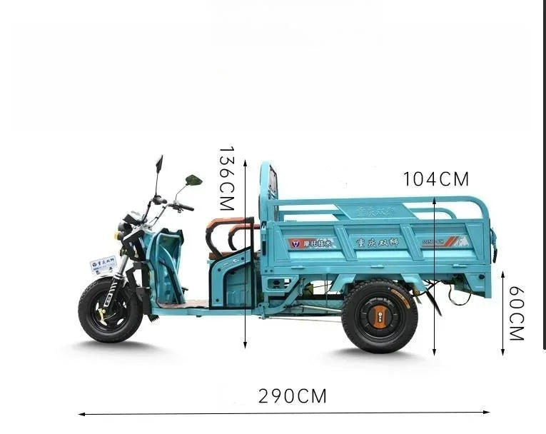 High-powered farming cargo electric tricycle 1000w 60v opened crops 3 wheels electric vehicle for farm using