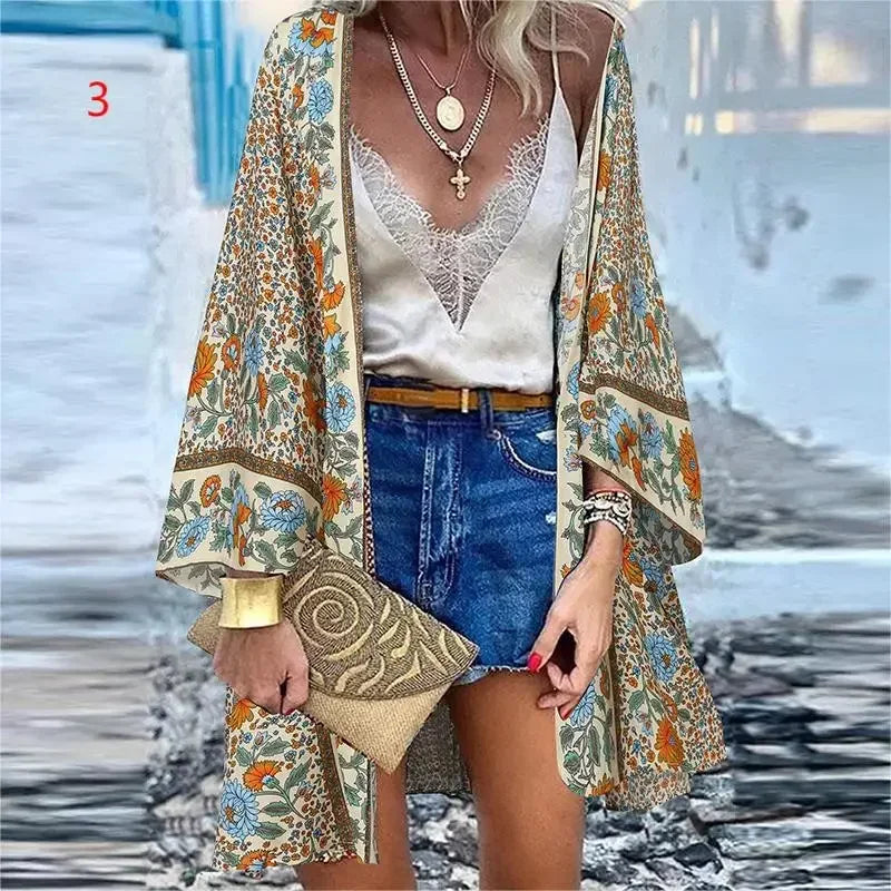 Bikini Cover Up Cardigan Swimsuit Woman Beach Cover Up Swimwear Women Long Sleeved Kimonos Beachwear