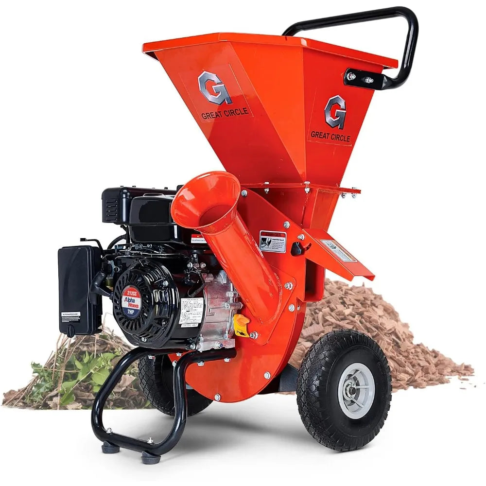 GreatCircleUSA Wood Chipper Shredder Mulcher Heavy Duty Gas Powered 3 in 1 Multi-Function 3" Inch Max Wood Diameter