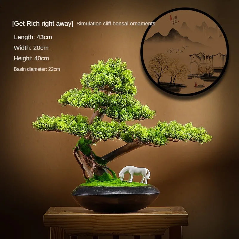 Simulation Welcome Pine Bonsai Plants Small Tree Flower Pots Fake Plants Bedroom Table Decoration Flower Pots Garden Decoration