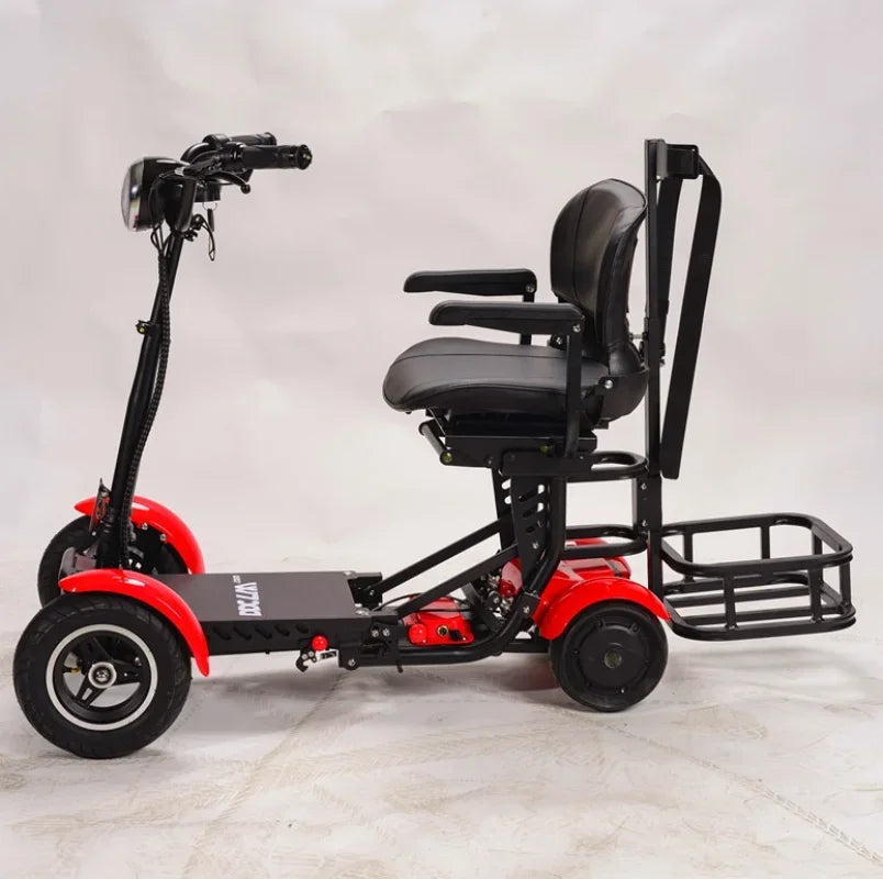 4 Wheel Disabled Fat Tyre Riding Pliable Mobility Golf Cart Electric Scooter Bike With Golf Bag Holder