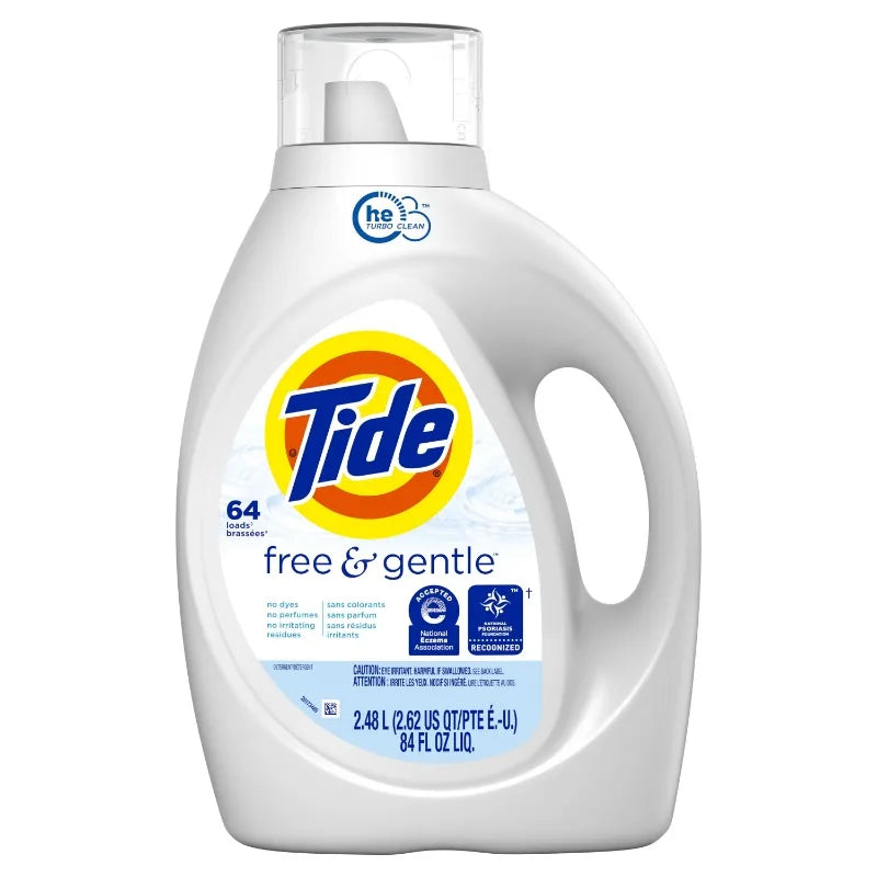 Free & Gentle Liquid Laundry Detergent, 100 Loads, 132 fl oz