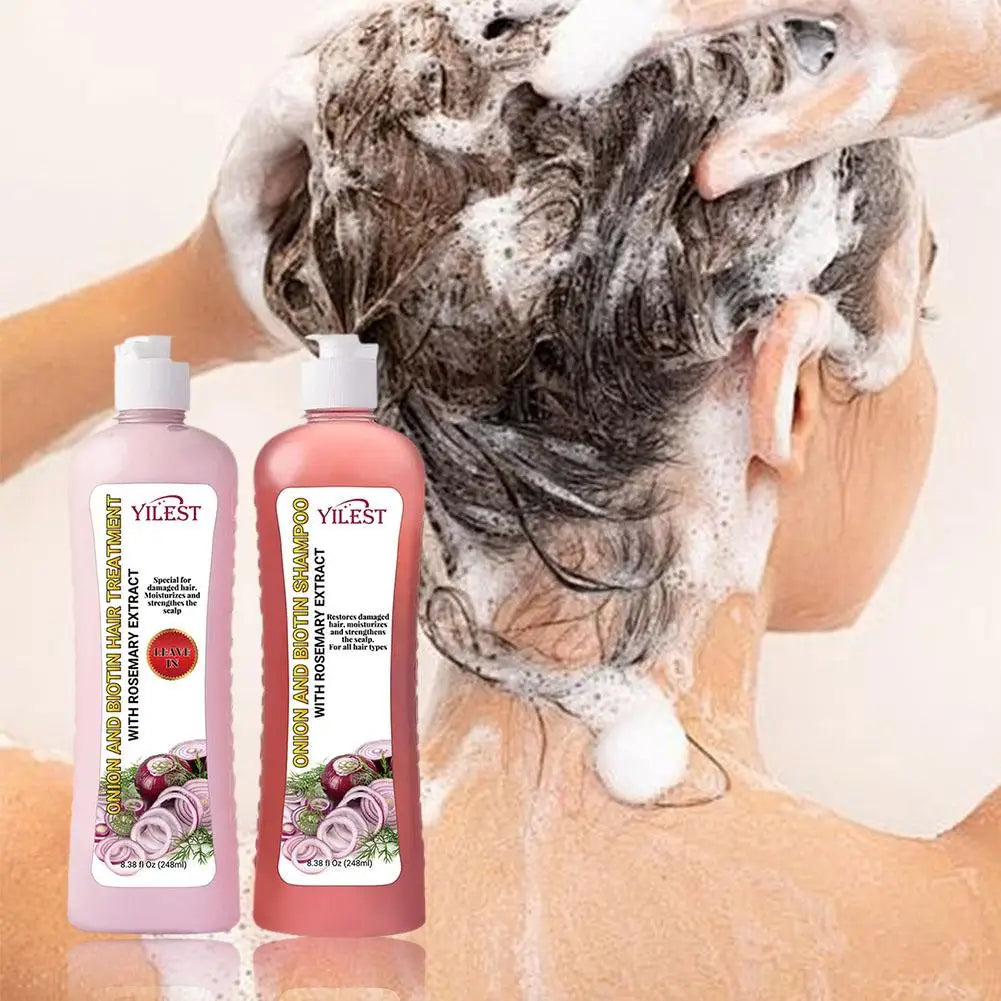 2 Bottles/Set Onion Biotin And Rosemary Shampoo+Conditioner Hair Treatment Anti Hair Loss For All Hair Types Hair Care