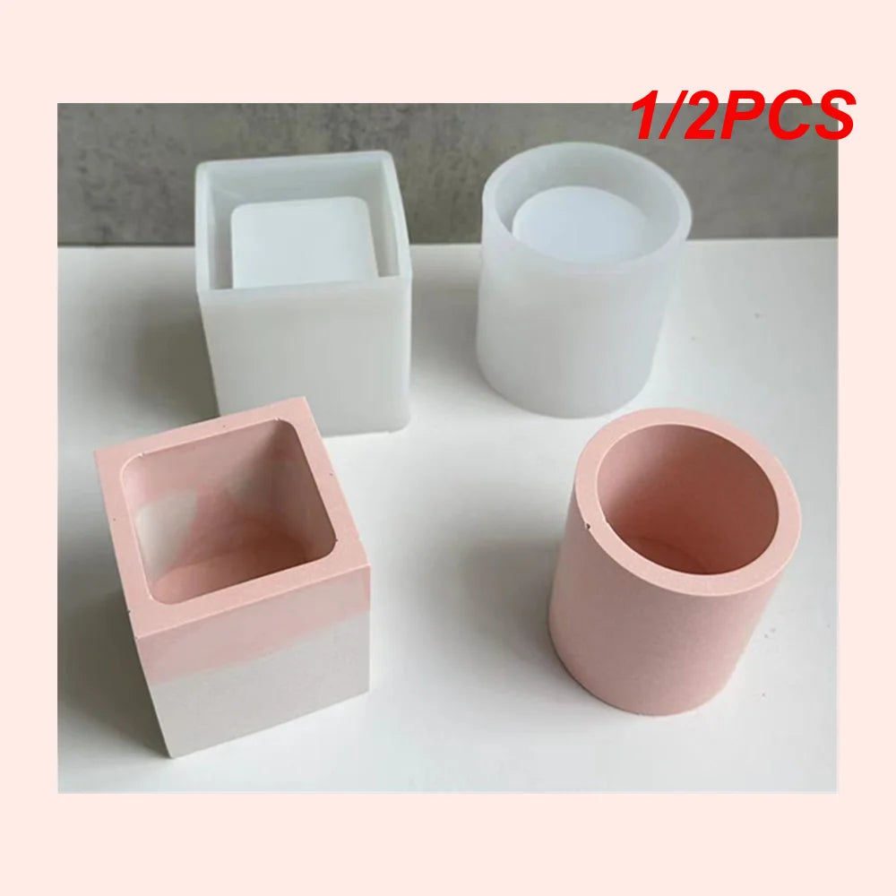 1/2PCS Vase Silicone Mold Concrete Aromatherapy Plaster Flower Pot Molds Candle Jar Epoxy Resin Storage Box Mould Handmade