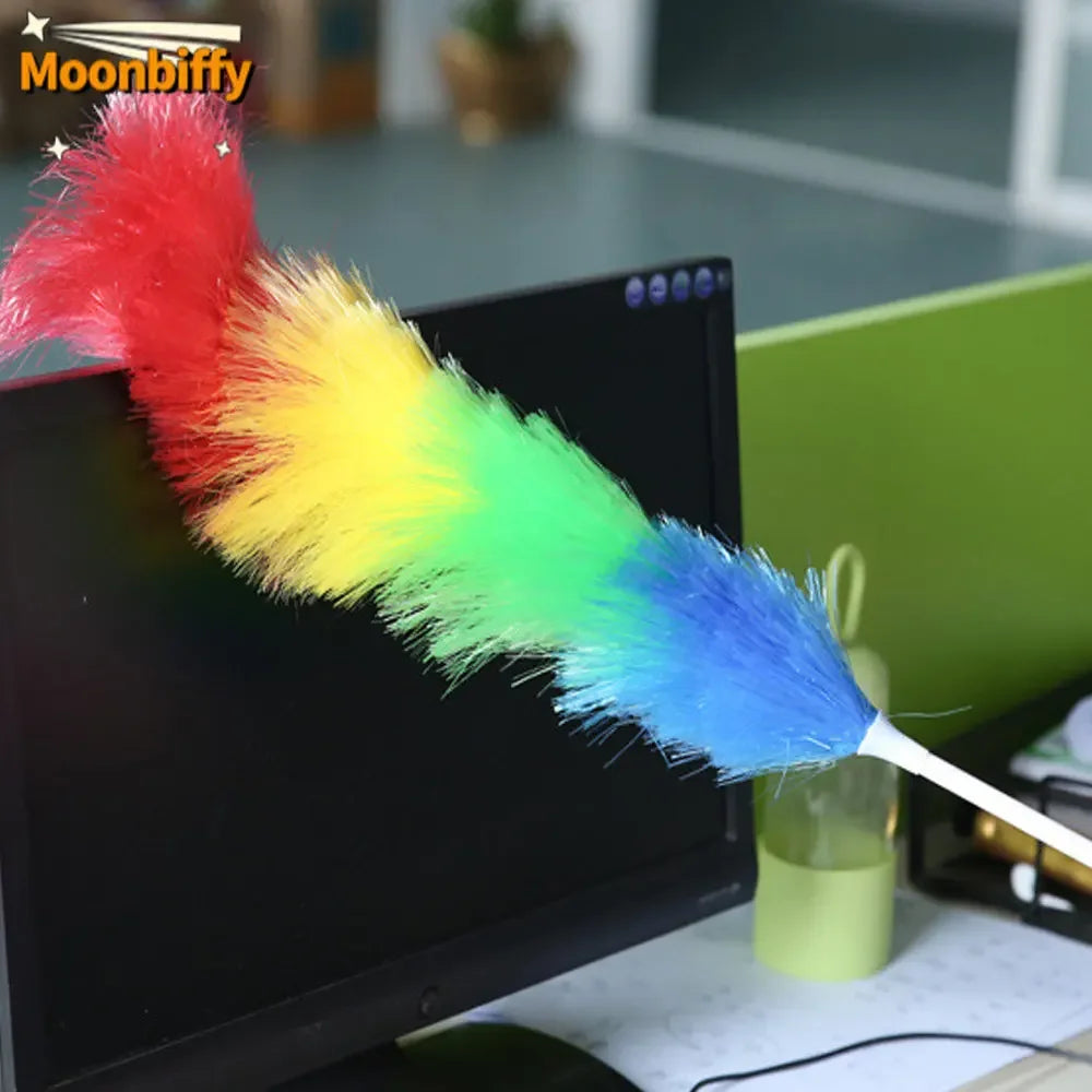 Duster Household Rainbow Dust Duster Practical Plastic Feather Handle Sweeping Brush Cleaning Product Tool Household