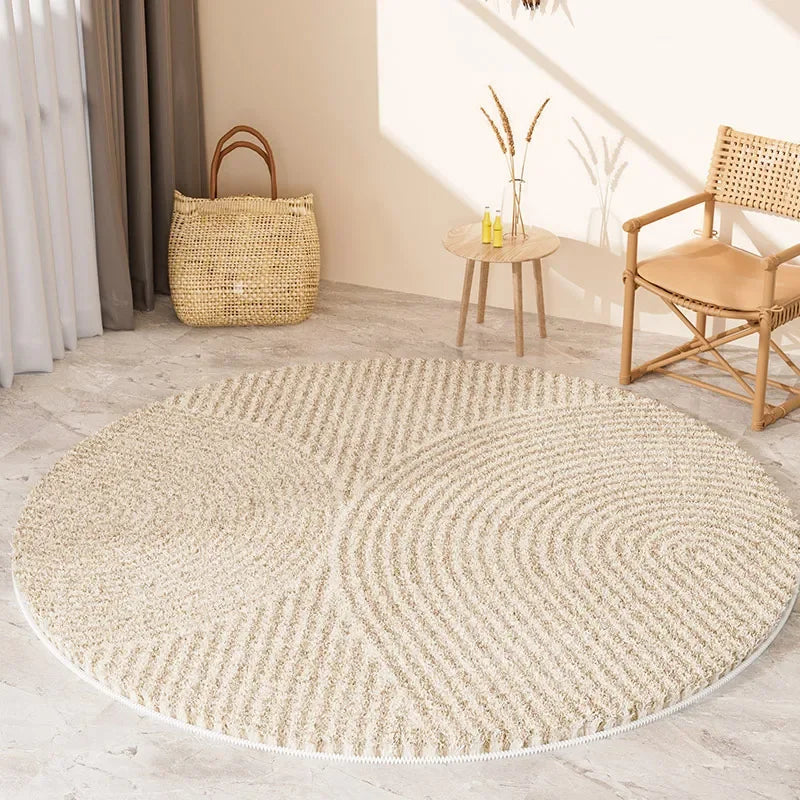 Wabi Sabi Style Round Large Area Carpet Living Room Bedroom Thickened Bedside Carpets Sofa Coffee Table Simple Log Non Slip Rug