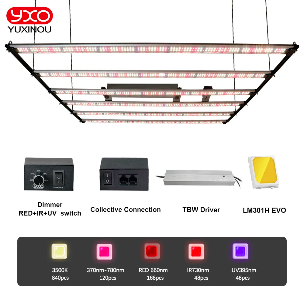 1000W Samsung LED LM301H EVO Quantum LED Grow Light Bar UV IR Turn On/Off Phyto Lamp For Indoor Plants Flowers Greenhouse Seeds