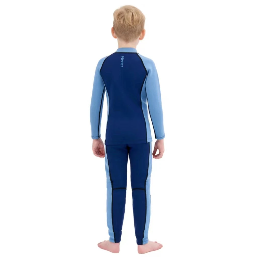 Wholesale Custom Kid Wetsuit Boy Girl 2 Pieces Split Long Sleeves Pants Swimsuit Neoprene Warm Swimming Diving Surf Swimwear