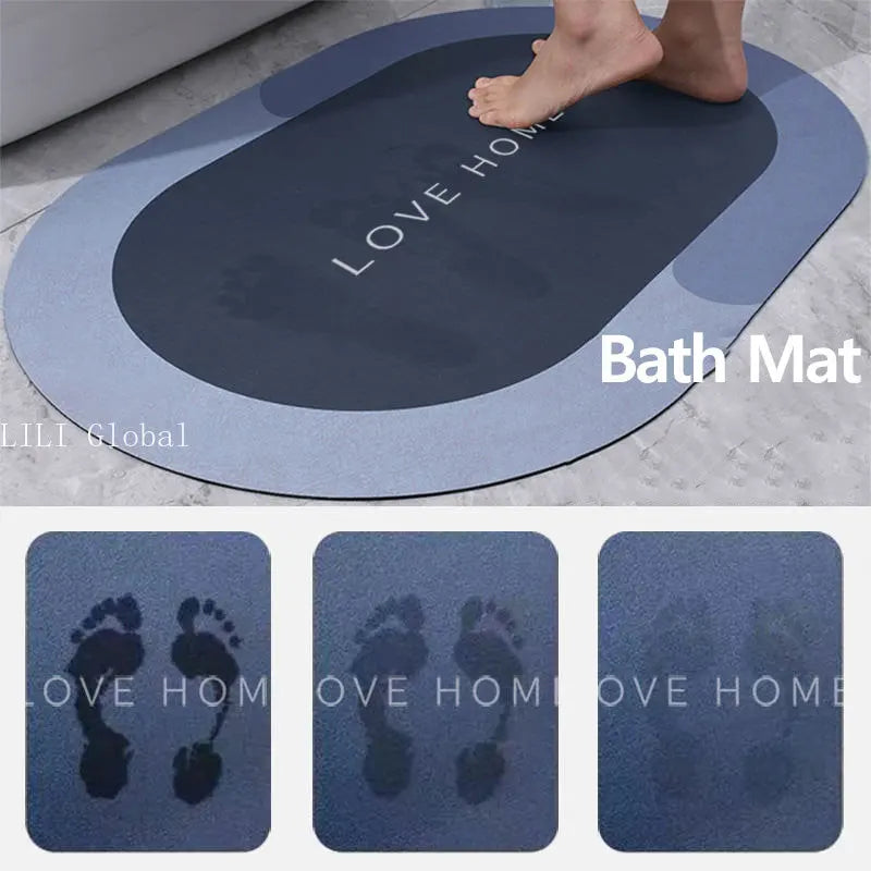 Absorbent Bathroom Bath Mat Anti-slip Shower Rug Quick Drying Bath Mats Kitchen Entrance Doormats Home Floormat Bathtub Carpet