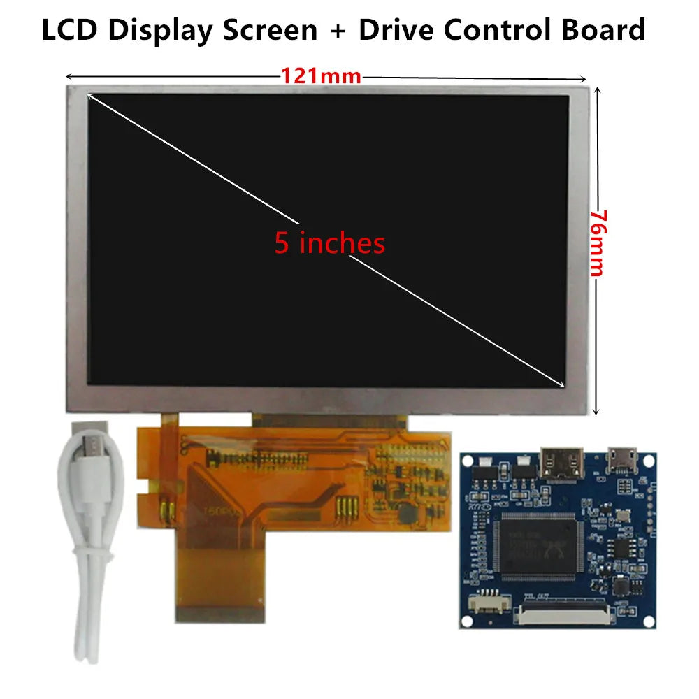 5 Inch 800*480 LCD Display Screen Digitizer Touchscreen Controller Control Driver Board Mini HDMI-Compatible Monitor Kit