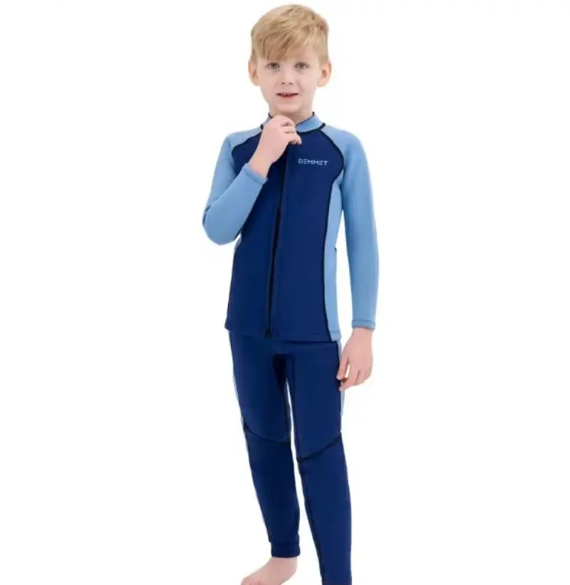 Wholesale Custom Kid Wetsuit Boy Girl 2 Pieces Split Long Sleeves Pants Swimsuit Neoprene Warm Swimming Diving Surf Swimwear