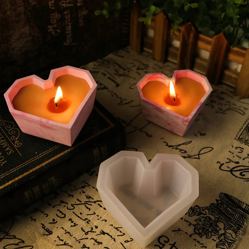 Heart Shaped Flowerpot Mold Succulent Pot Cement Silicone Mold Concrete Simple Design Garden Cement Pot Silicone Mold