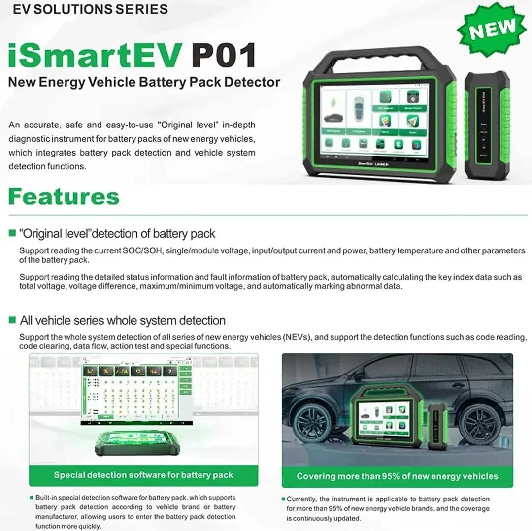 Best Quality Launch SmartSafe iSmartEV P01 Battery Pack Detector For Electric New Energy Vehicles Like Hybrid PHEV EV More Car