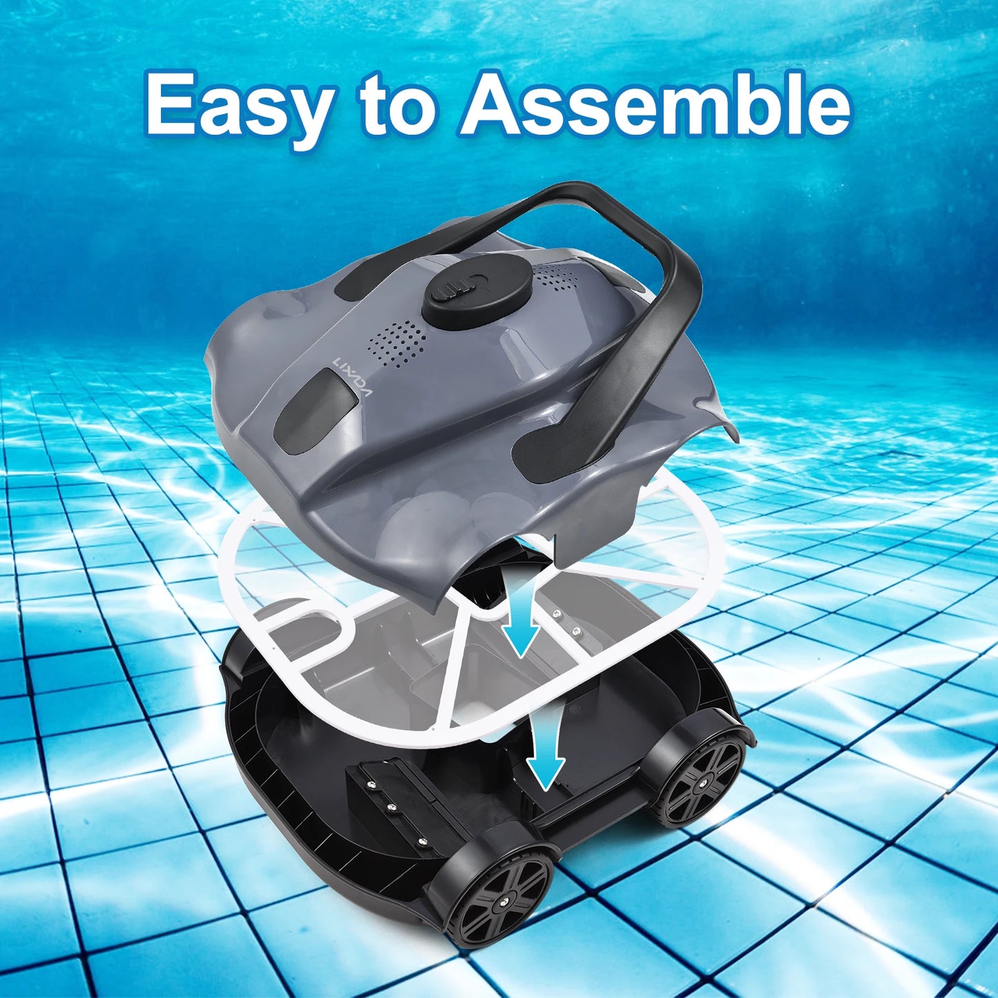 Robot Swimming Pool Cleaner Vacuum Cordless Lithium Ion Battery 5200mAh Automatic Home Appliance for In Ground Flat Pools