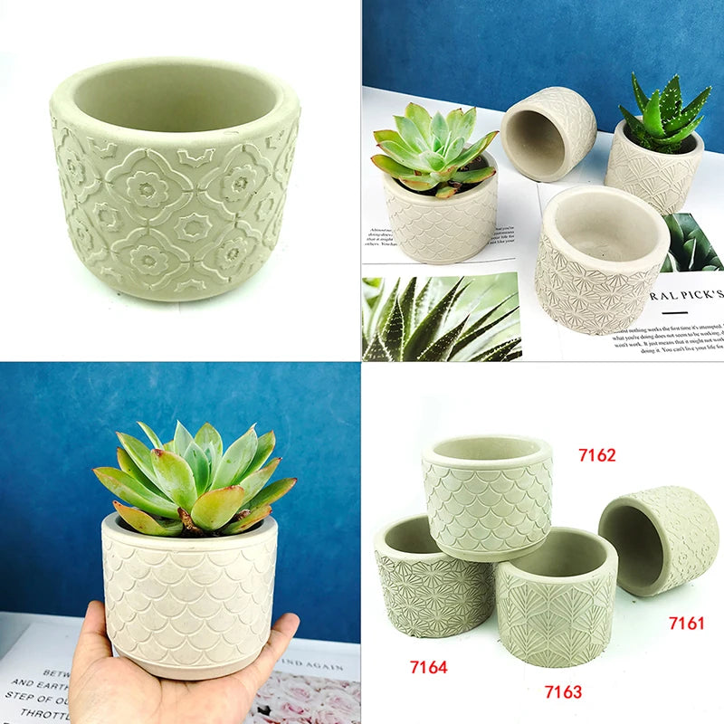 1Pc Cylinder Flower Pot Silicone Molds DIY Concrete Plaster Candle Jar Box Pottery Mould Handmade Planter Gardening Mold