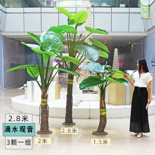 Simulation Monstera Deliciosa Indoor Decoration Plastic Plant Pot Living Room on-the-Ground Green Plant Large Combination Tree