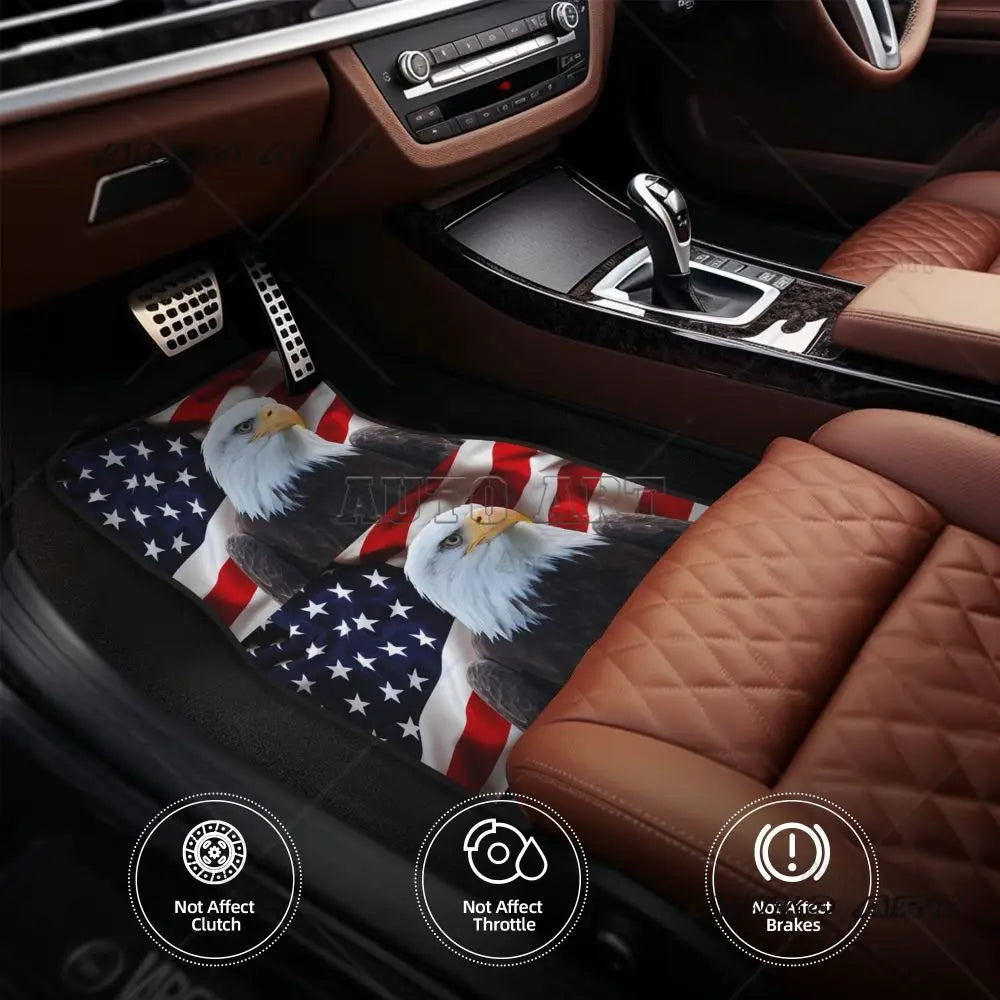 Eagle USA Flag Car Waterproof Rubber Car Mats 4PCS Car Floor Carpets Rugs Non-Slip Auto Foot Mats Floor Mats