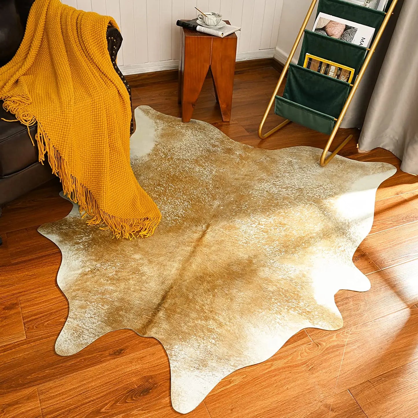 Imitation Cow Leather Area Rug Room Decor Carpet Industrial Style Carpets for Living Room Modern Rugs for Bedroom Floor Mats