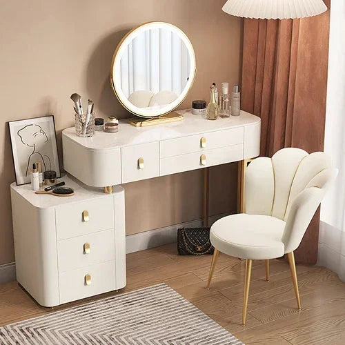 Storage Luxury Dressing Table White Makeup Mirror Chair Dressing Table European Luxury Penteadeira De Maquiagem Furniture Makeup