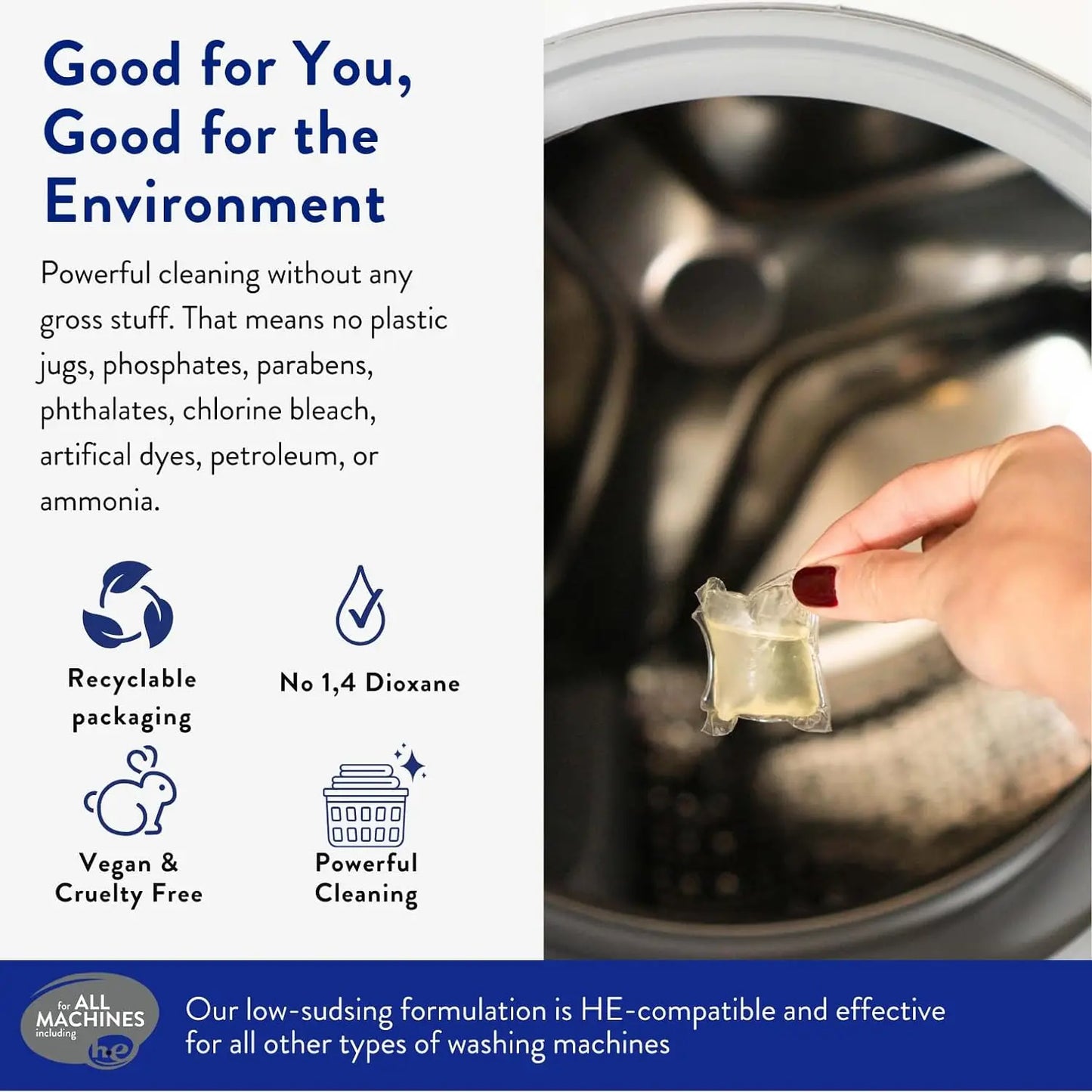 Laundry Detergent Pods Recyclable Packaging Hypoallergenic Stain Fighting Ultra Concentrated Laundry Soap