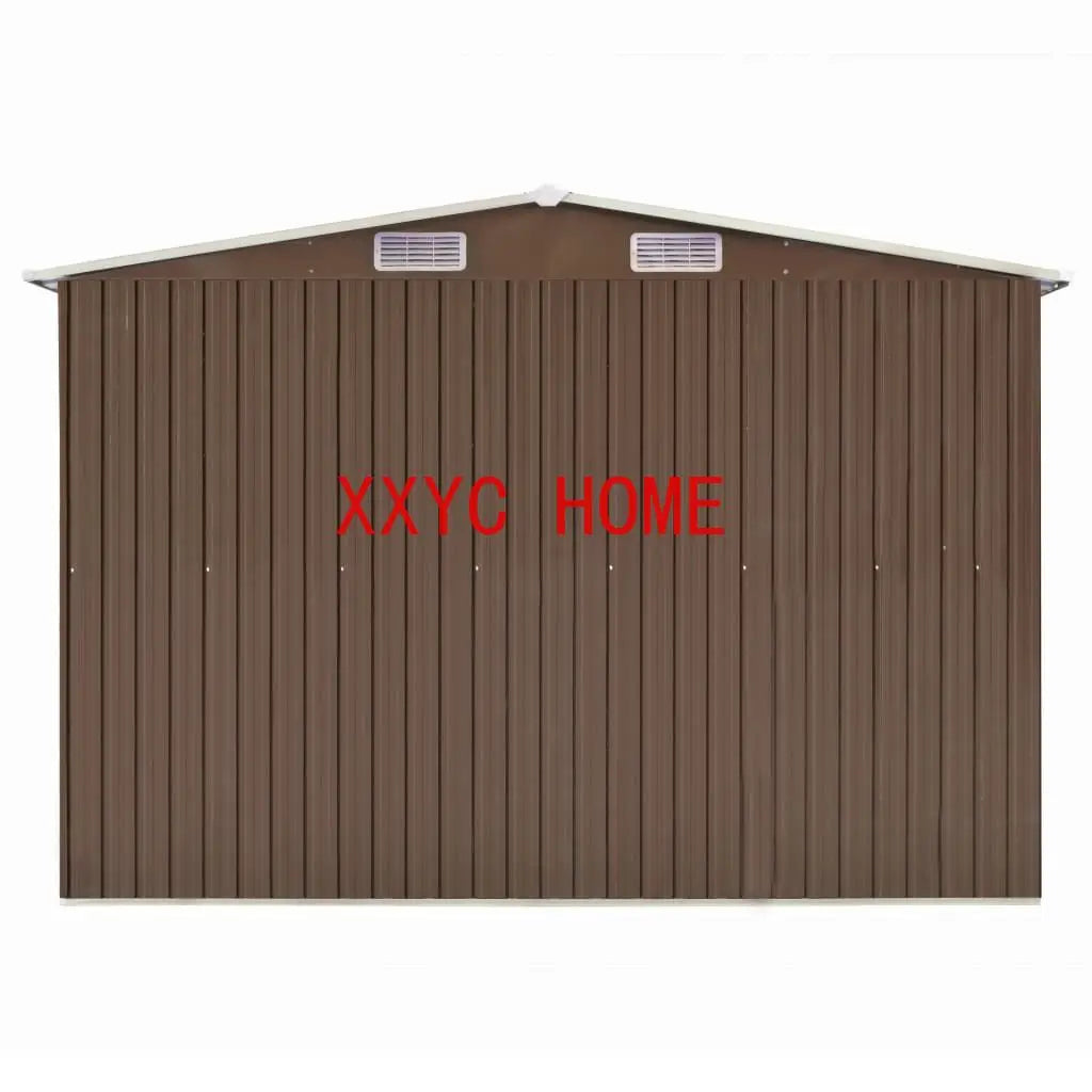 101.2"x389.8"x71.3" Garden Shed Brown Galvanized steel sturdy and durable For outdoor backyard