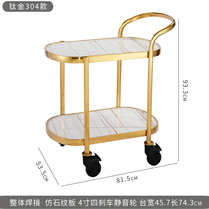 Stainless Basket Cart Drink Trolley Luxury Hotel Cleaning Tool Metal Wheels Mini Housekeeping Bar por mayor Rotating Serving