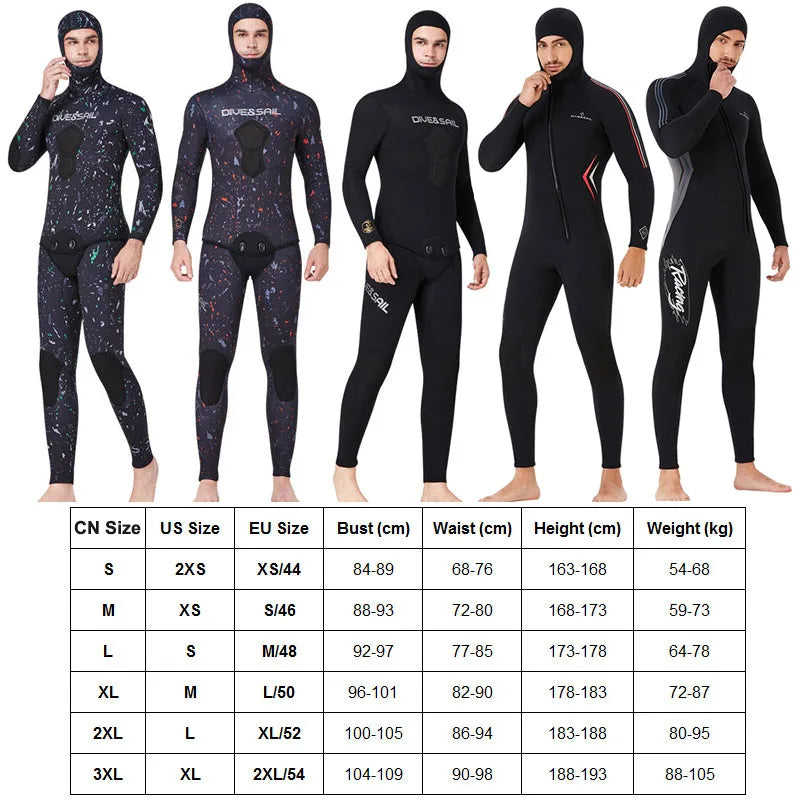 Open Cell Camo Spearfishing Wetsuits Men 3mm /1.5mm Neoprene 2-Pieces Hooded Super Stretch Scuba Diving Suit Thermal Swimsuit