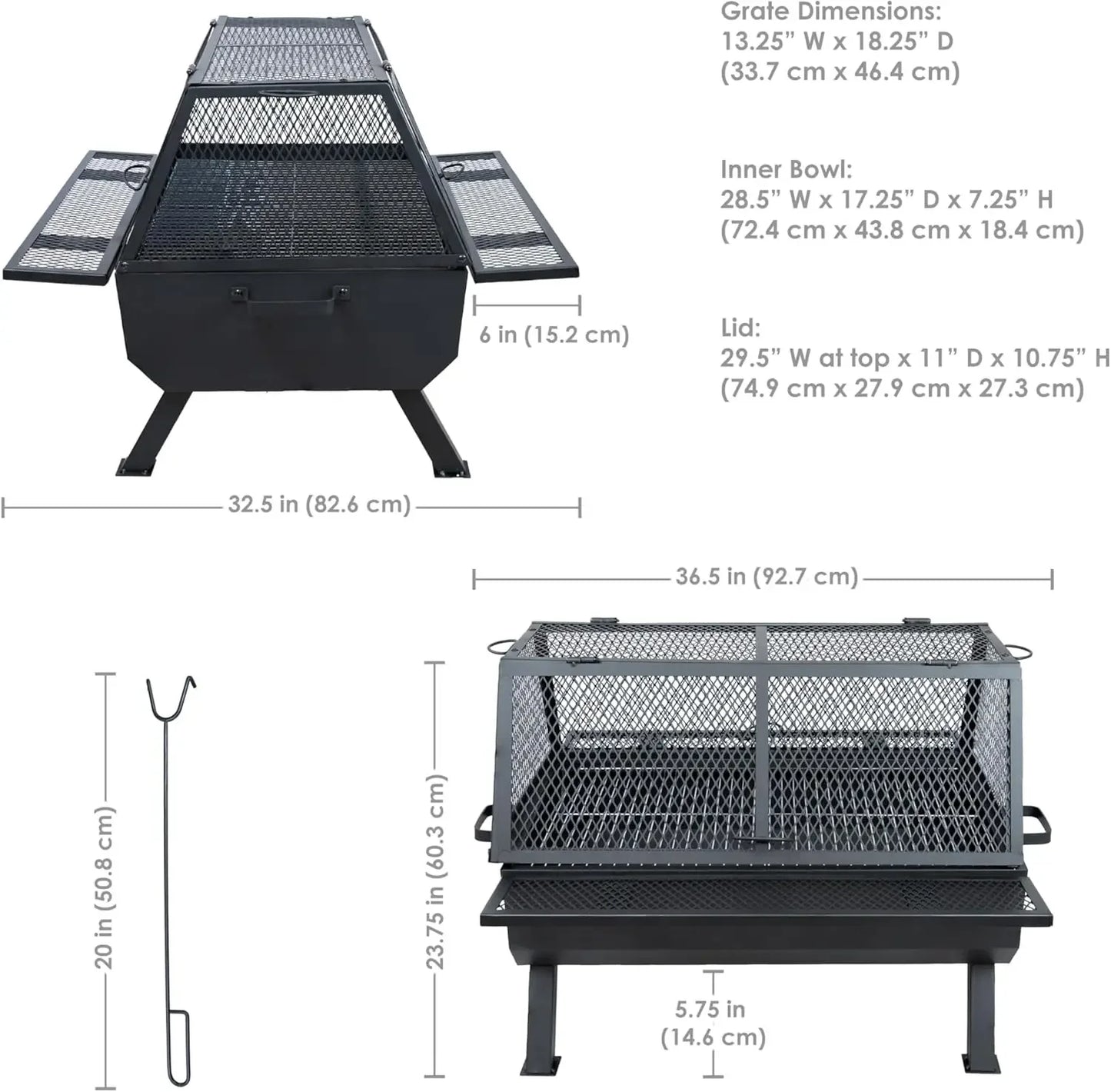 36-Inch Steel Outdoor Fire Pit with Grill and Spark Screen - PVC Protective Cover - Heat-Resistant Finish - Black