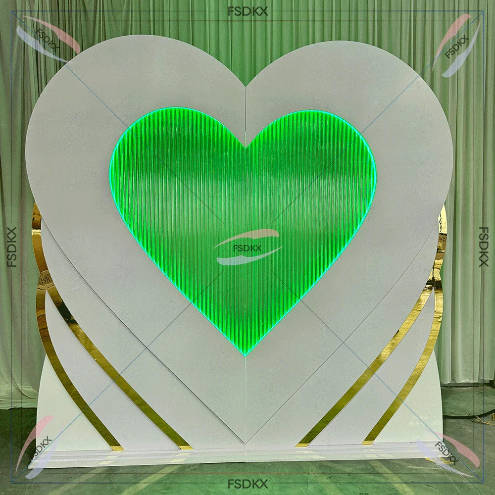 FSDKX Promotional Amazing Design lasercut acrylic backdrop heart shape waterfall led backdrop stand